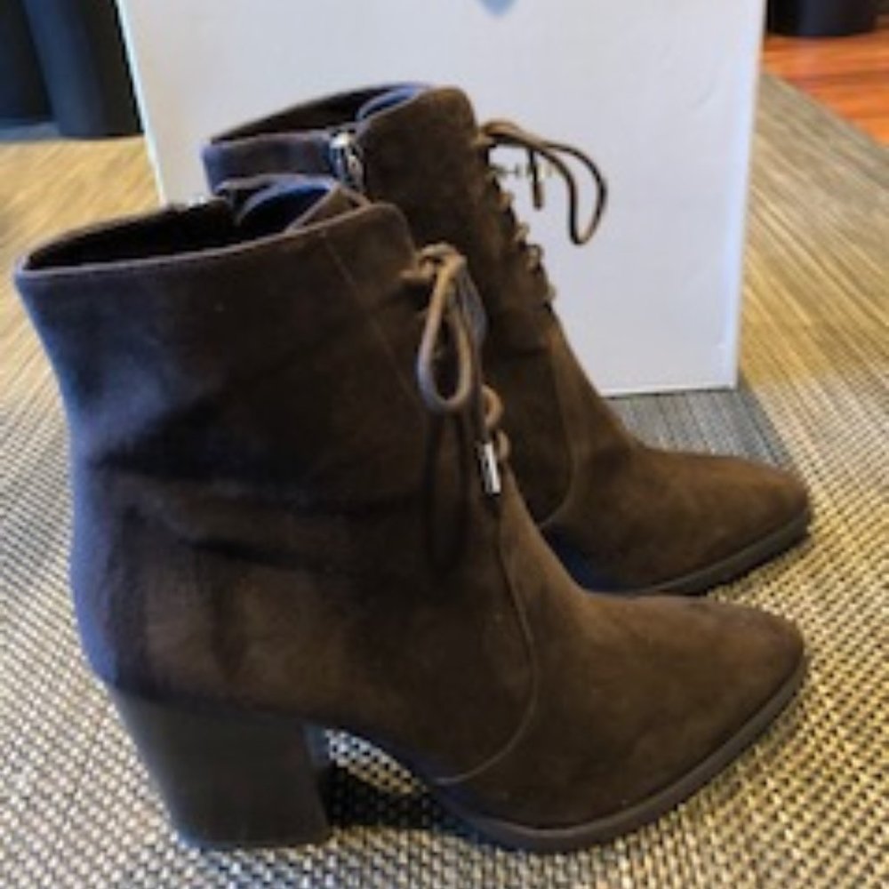 Mark Fisher dark brown suede lace-up booties